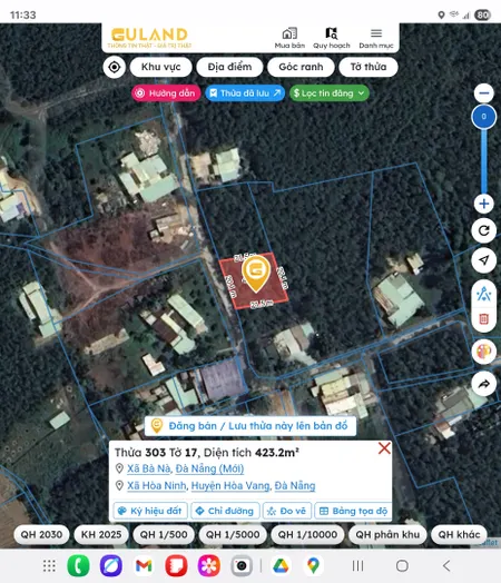 Bán đất 400m² ngang 20m giá 3.2 tỷ Xã Bà Nà