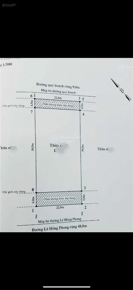 Bán 1100m2 đất mặt đường đường lê hồng phong giá chỉ 160 tỷ ngô quyền hải phòng