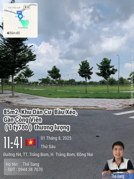 Bán 85m2 Đường N4 Tại Bầu Xéo Trảng Bom, Giá Thương lượng 1ty7OO