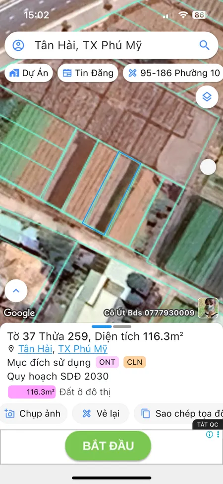Bán đất 116.2m² ngang 6m giá 1.65 tỷ Phường Tân Hải Phú Mỹ