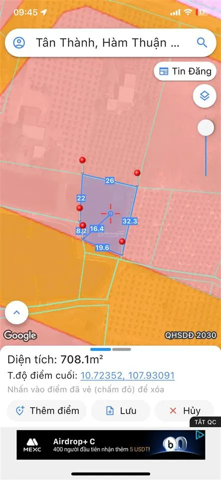 Đất nền đẹp ở 719b tân thành, hàm thuận nam, bình thuận, 5,1 tỷ, 709,6 m2