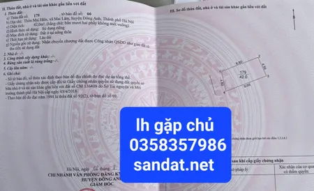 Bán đất 42m² ngang 4.56m giá 4.35 tỷ Xã Thư Lâm