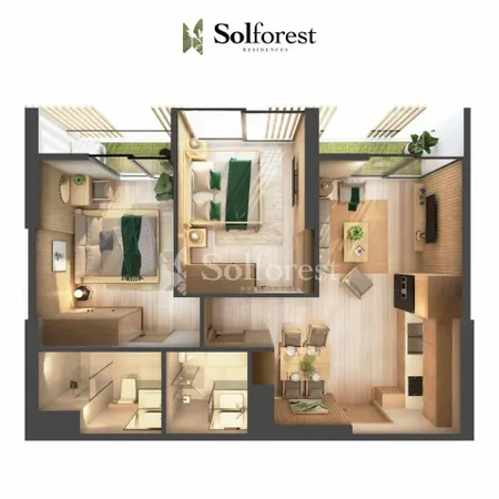 Bán nhanh căn hộ 2 ngủ 2wc toà solforest ecopark