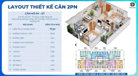 Không đăng ảo, bán căn khai sơn 2pn 77,51m2 toà k1 tầng 15 giá 5,7 tỷ xem nhà 0822 238 ***