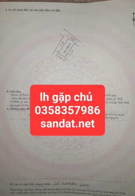 Bán đất 56m² ngang 5m giá 3.2 tỷ Xã Sóc Sơn