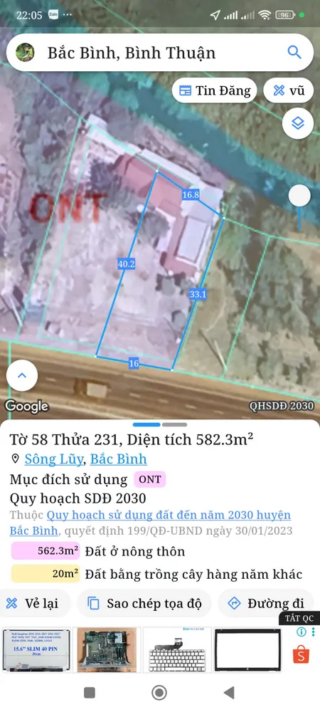 Bán đất 1173m² có 400m² thổ cư mặt tiền Ql1a giá 4 tỷ Xã Sông Lũy