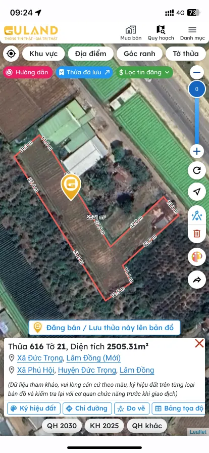 Bán đất 2505.3m² giá 5.5 tỷ Xã Đức Trọng