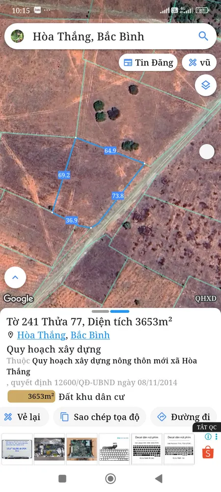 Bán đất 3650m² giá 3 tỷ Xã Hòa Thắng