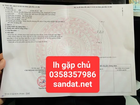 Bán đất 81.5m² ngang 4m giá 6.52 tỷ Xã Phúc Thịnh