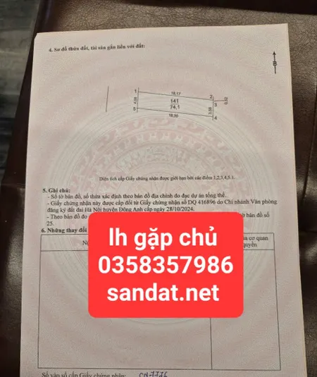Bán đất 114374m² ngang 4.08m giá 6.1 tỷ Xã Phúc Thịnh