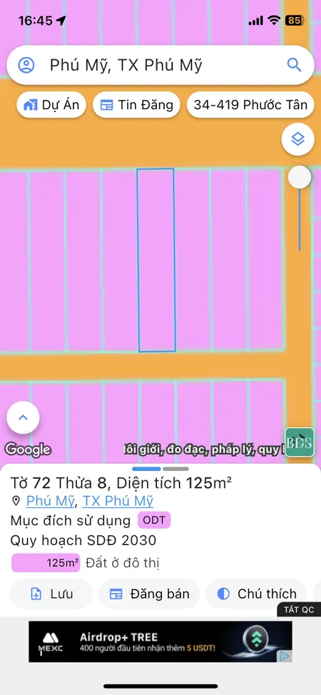 Bán đất 125m² ngang 5m giá 3.2 tỷ Phường Phú Mỹ