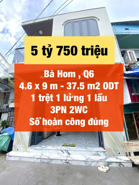 Nhà đẹp hẻm xe hơi Bà Hom có 3 phòng ngủ