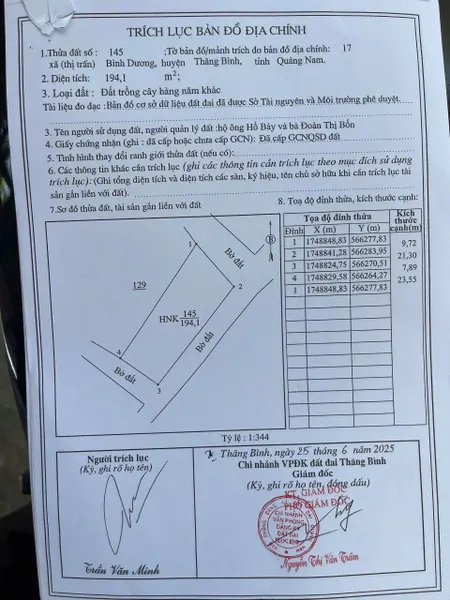 Bán đất 194m² giá 150 triệu Xã Thăng An