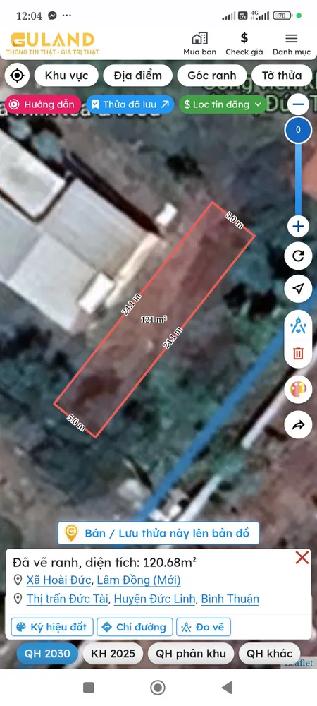 Bán đất 120m² ngang 5m giá 0 triệu Xã Hoài Đức
