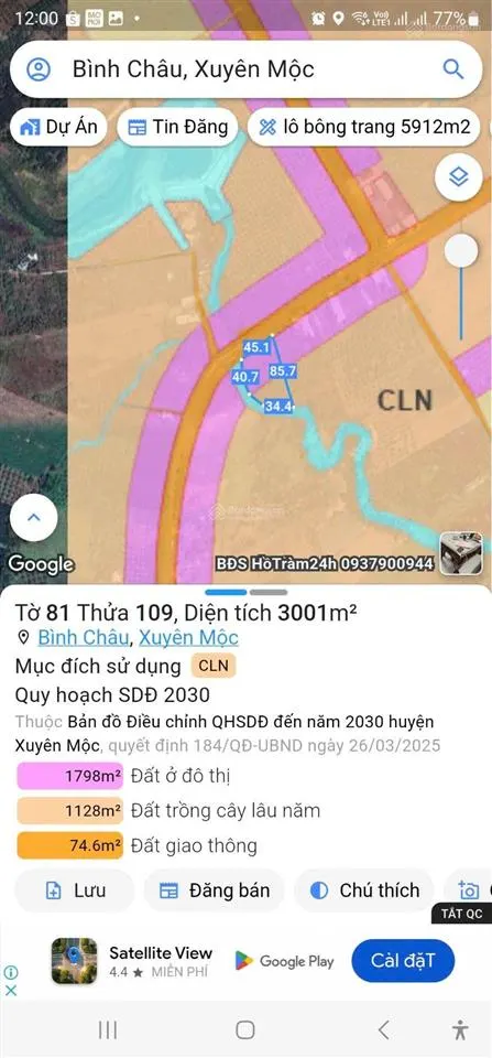 Cơ hội vàng đầu tư đất view suối gần kdl suối khoáng nóng bình châu
