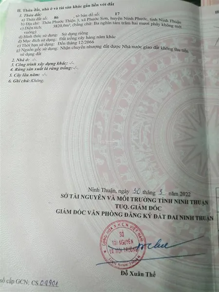 Bán đất hnk chính chủ tại phước thiện 3, xã phước sơn, huyện ninh phước