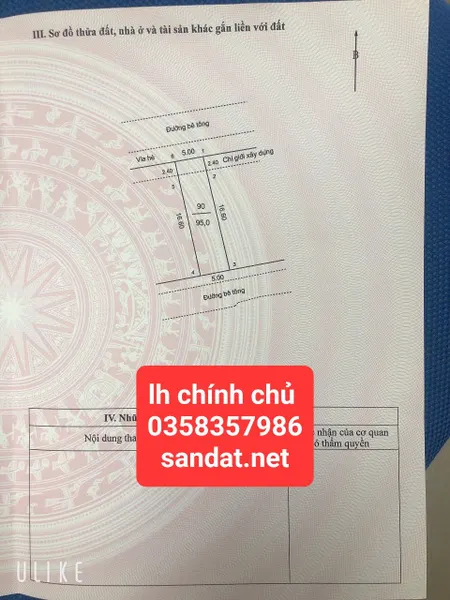 Bán đất 95m² ngang 5m giá 5 tỷ Xã Nội Bài