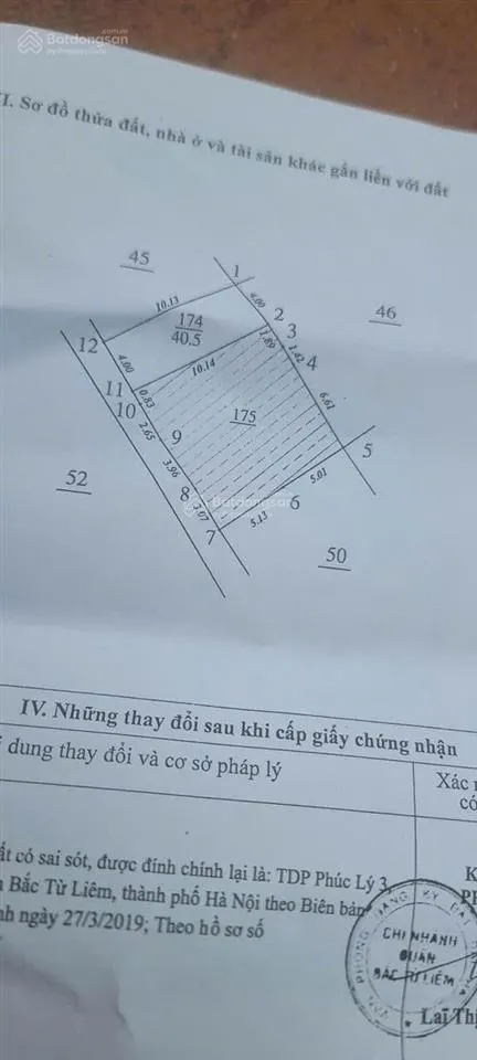 Bán nhanh 40m đất phúc lý bắc từ liêm ngõ thông cách 15m ra đường ô tô tránh