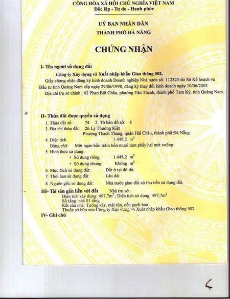 Cần bán lô đất vàng trung tâm đà nẵng 1448m2 đường lý thường kiệt