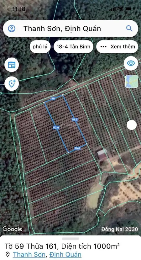 Bán 1000m2 thanh sơn, định quán, có vườn mít thái giá chỉ 499 triệu