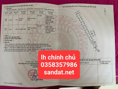 Bán đất 86m² ngang 8.55m giá 2.25 tỷ Xã Sóc Sơn