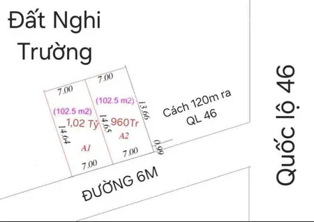 Chỉ 960tr có đất nghi trường cực đẹp mặt tiền rộng 7m diện tích 100m2 đường 2 xe tránh nhau
