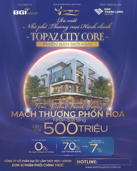 🏡 BÁN GẤP SHOPHOUSE TOPAZ CITY CORE – SỞ HỮU NGAY CHỈ  13,x tỷ