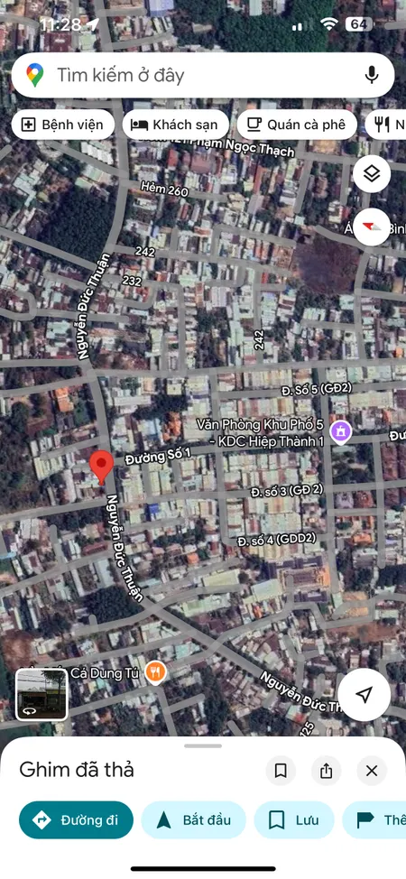 Mt kinh doanh Nguyễn Đức Thuận-Hiệp Thành (phường Phú Lợi-TP.HCM) đối diện ngay cổng vào KDC Hiệp Thành 1 vị trí đẹp hiếm giá êm