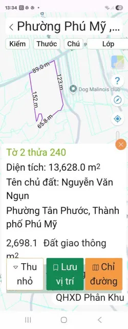 Bán đất 13.628m² ngang 89m giá 32 tỷ Phường Tân Phước