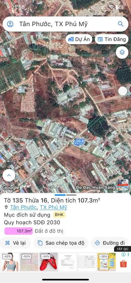 Bán đất 107.3m² ngang 5m giá 1.49 tỷ Phường Tân Phước