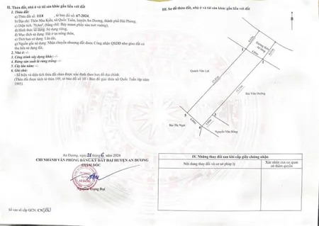 Duy nhất 1 lô mặt Trục Đường Thông diện tích hơn 70m2 tại TDP Như Kiều Phường An Dương. Chỉ 13xxtr 👉 đường ô tô thông các ngả, vị trí gần ngay Trục xã cách chỉ hơn 20m. 👉Tiện ích trường học, chợ, tạp hóa chỉ từ 1-3 phút di chuyển  👉 Cách 3 kCN Tràng Duệ, 