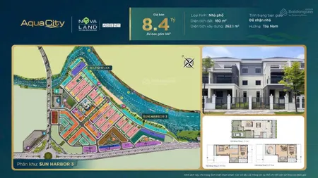 Nhà phố 8x20m aqua city gần công viên, bờ sông giá hợp lý cho an cư