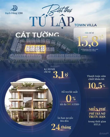 Sở hữu ngay biệt thự ven sông tại khu đô thị bạch đằng ngay đối diện trung tâm hành chính mới.