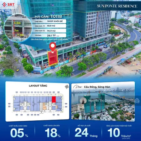 Shophouse chân đế sun ponte đà nẵng không chênh ký hđmb ngay châu mỹ srt