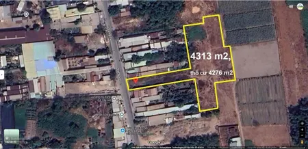 Mặt tiền đường sông lu, xã hòa phú, củ chi. dt đất là, 4313m2 thổ cư 100% phù hợp kho, nhà xưởng