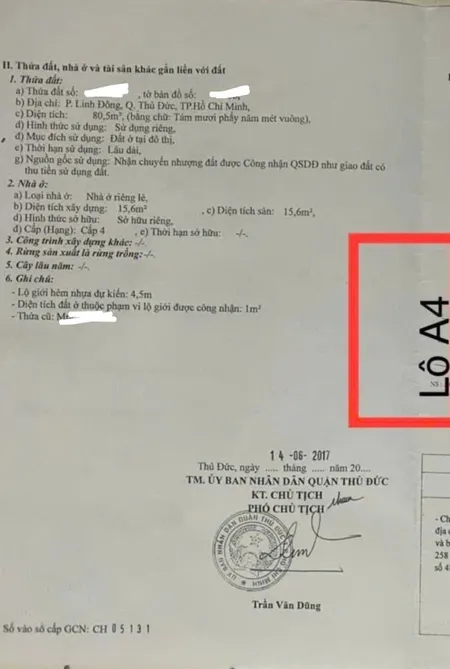Lô đất 80m² p.Linh Đông 5ty5 HxH