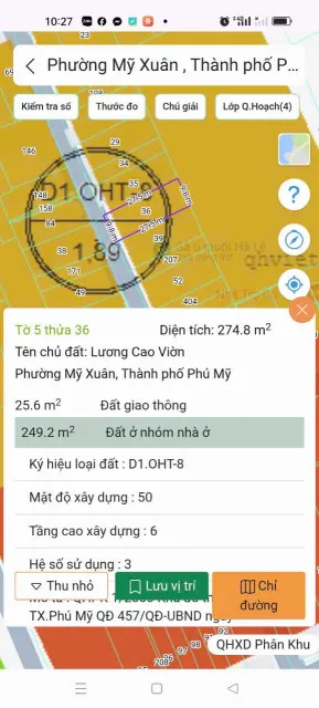 Bán đất 275m² ngang 9.8m giá 2.75 tỷ Phường Phú Mỹ