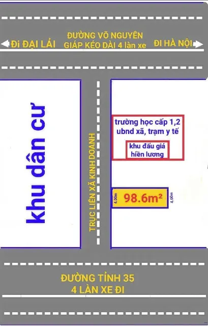 Bán đất 98.6m² ngang 4m giá 3.68 tỷ Xã Nội Bài