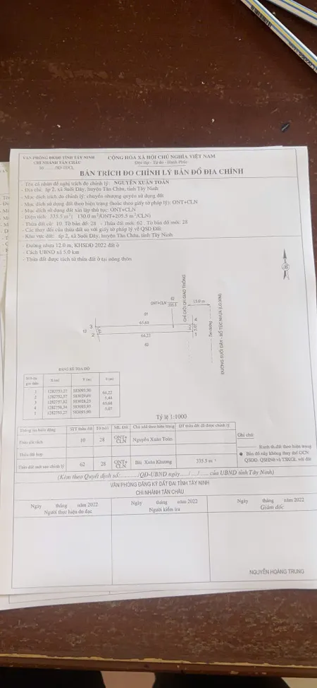 Bán đất 1064.2m² ngang 16m giá 1.6 tỷ Xã Tân Thành
