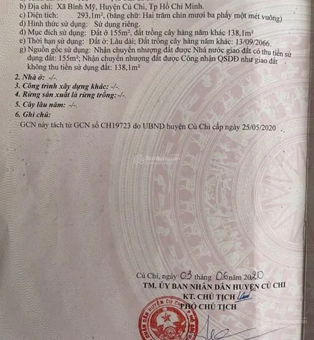 Cần bán lô đất hẻm đường 156 hà duy phiên bình mỹ, củ chi. 0905 004 ***
