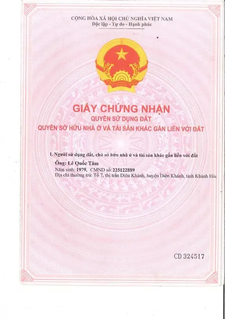 Qsdđ thửa đất số 484, 500, 501, 502 tbđ số 1 tại xã suối cát, huyện cam lâm, tỉnh khánh hòa