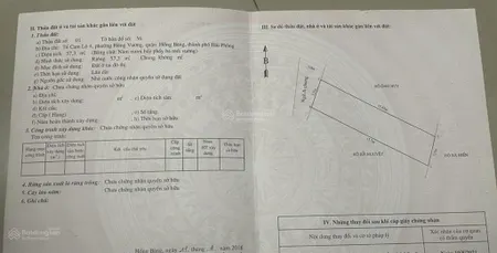 Bán đất phường hồng bàng 57m2 ngõ 3m chỉ 1,65tỷ.