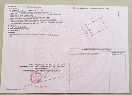 BÁN LÔ ĐẤT ĐẸP TẠI XÃ HÒA HỘI, HUYỆN XUYÊN MỘC