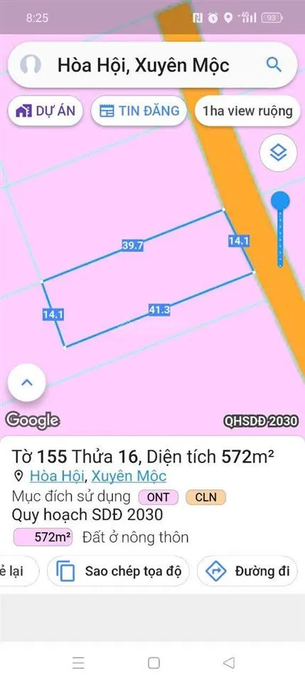 Bán đất tại xã hòa hội, 1,5 tỷ, 550 m2, mặt tiền 14m, đường nhựa, hàng hot! 0943 138 ***