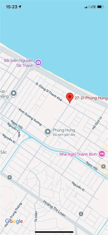 Bán đất mặt tiền đường phùng hưng, thanh khê, sát biển, giá 16 tỷ 8 tl