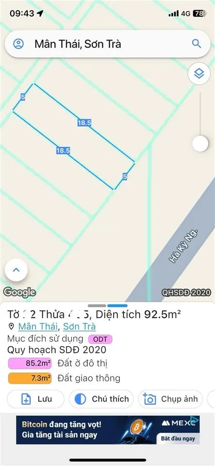 Mặt tiền hà kỳ ngộ diện tích 96m hướng đông xây căn hộ khách sạn, giá 18.7