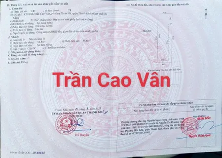 Bán .lô kiệt trần cao vân , phường thanh khê, đà nẵng.71m2 giá bán 2 tỷ 750. + my
