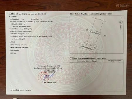 Bán đất tại yên lập, phú thọ, giá siêu hời 6,4 tỷ, 200m2
