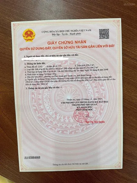 Bán đất hàng hiếm tại đường an phú 6, 20 tỷ, 956 m2, thuận an, bình dương