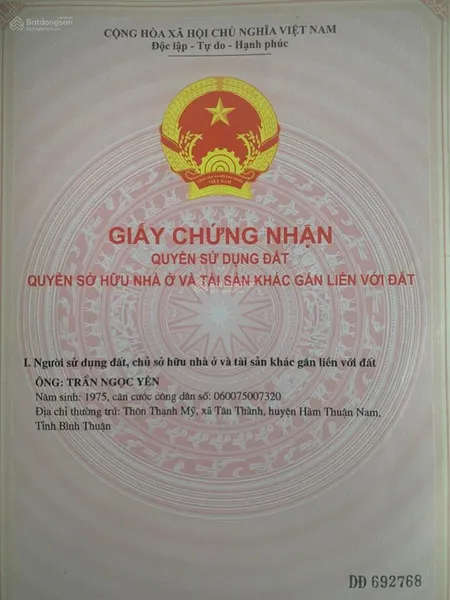 Bán nhanh lô 45m đất qh ont đừơng đt 719a tân thành hàm thuận nam, dân cư hiện hữu, đầu tư du lịch